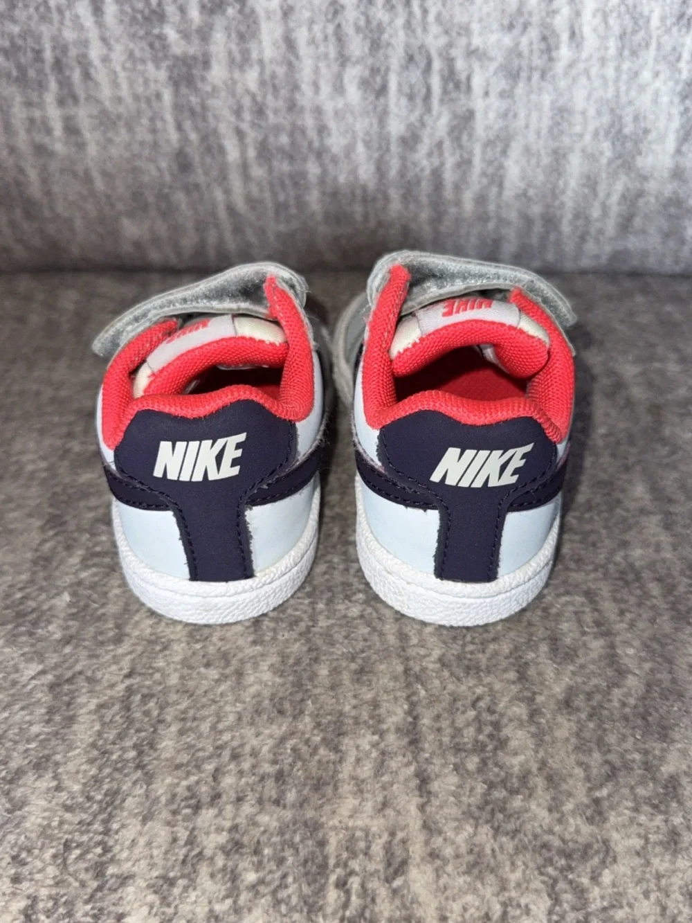 Nike Toddler Shoes Size C2 White/Navy/Coral Hook & Loop Sneakers